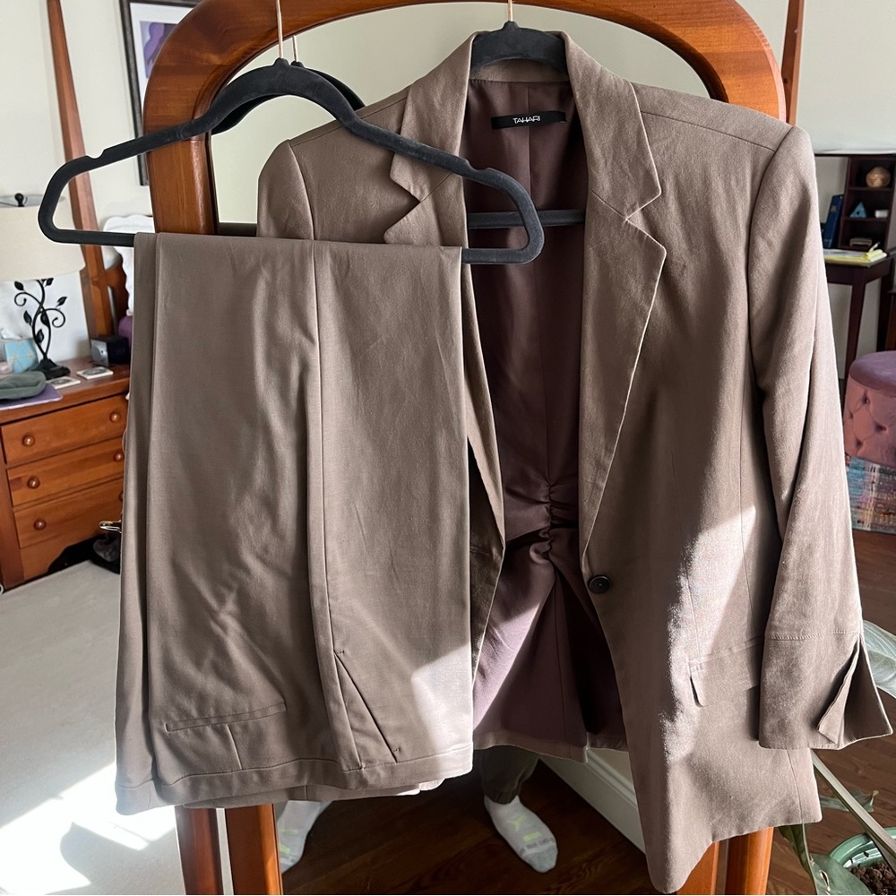 Khaki Linen Elie Tahari Suit